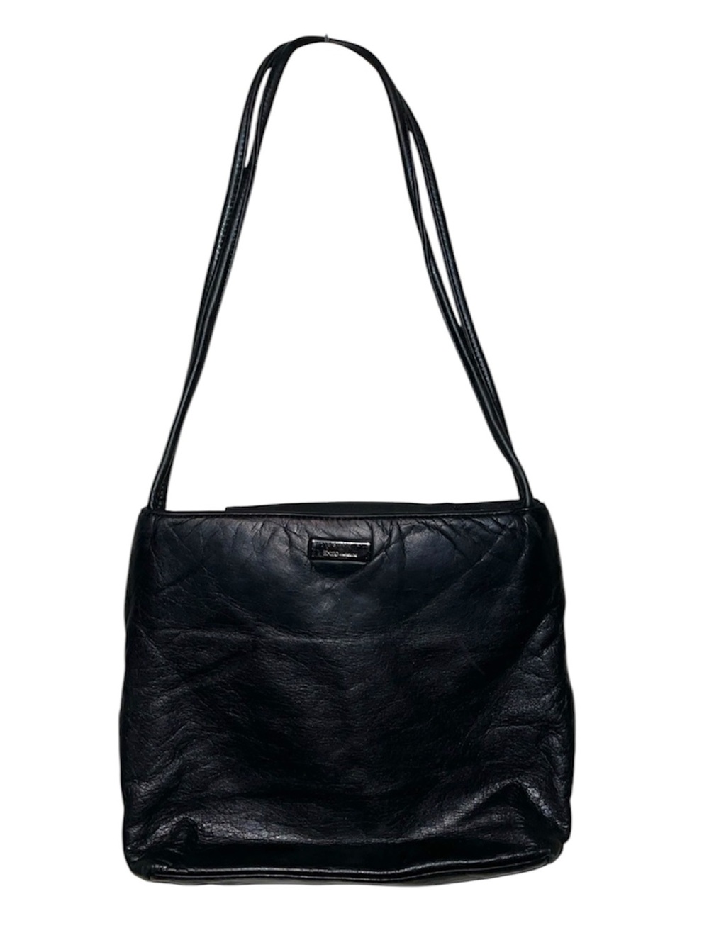 Enzo Angiolini Classic Black Leather Shoulder Bag